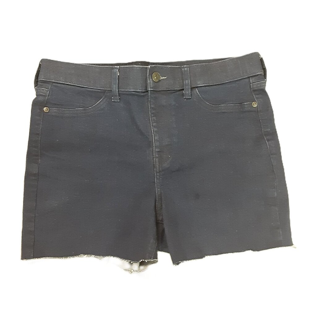 Wonderly Womans Shorts Sz 8R High Rise Elastic Waist Pullon Raw Hem Blue Stretch